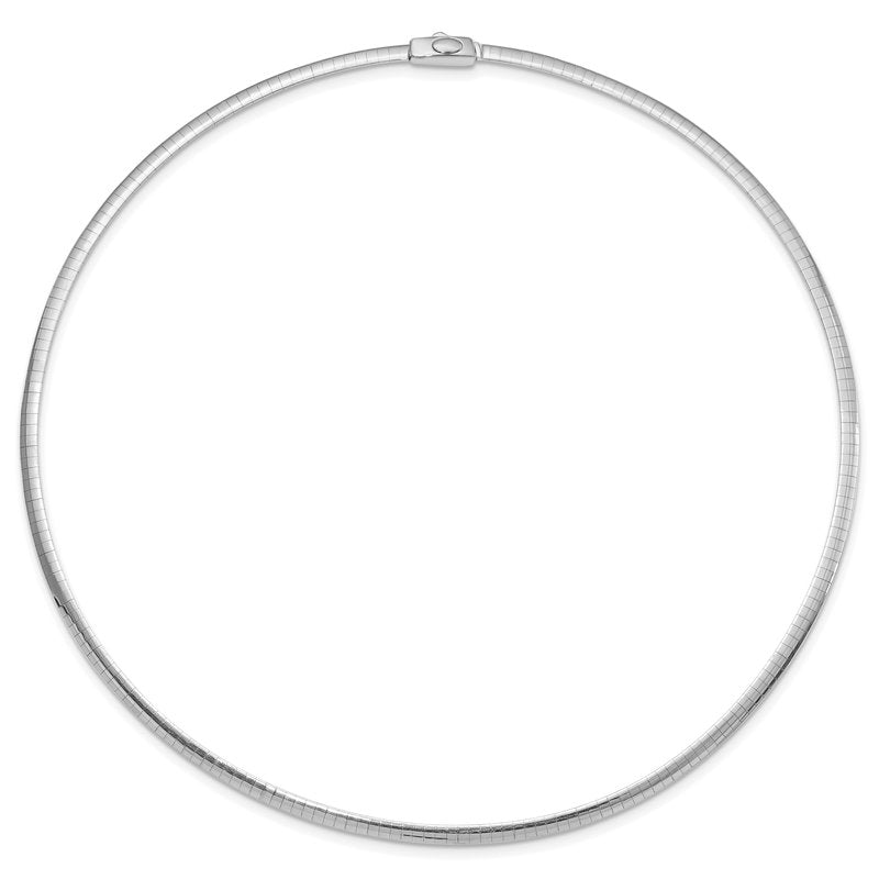14k Two-tone 3mm Reversible White and Yellow 16 inch Domed Omega Necklace