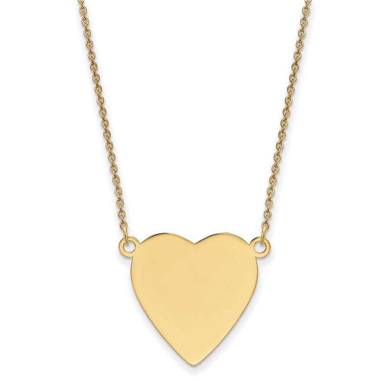 14k Plain .018 Gauge Heart Engravable 21x23mm Disc 18 inch Necklace