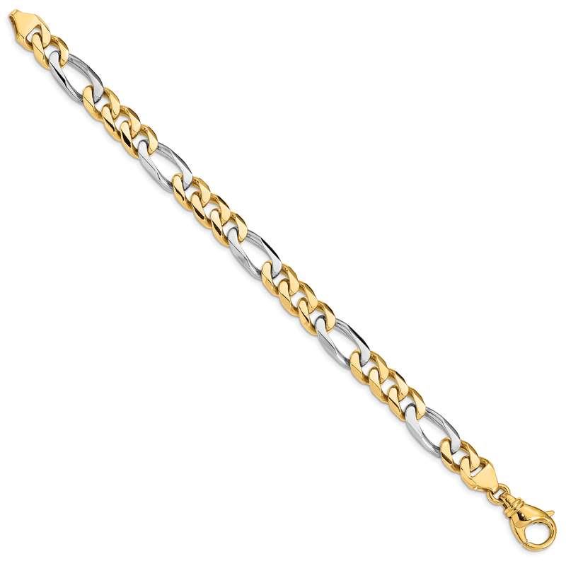 14K Two-tone 20 inch 8.5mm Hand Polished Fancy Link with Fancy Lobster Clasp Chain