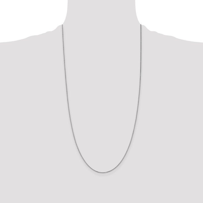 14K White Gold 14 inch .9mm Box with Spring Ring Clasp Chain