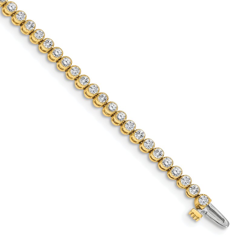14k Complete 2.13 carat Round AAA Diamond 2-prong 7 inch Tennis Bracelet