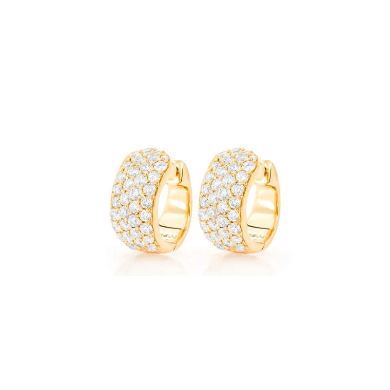 Wide Huggie Hoop Earrings 14K