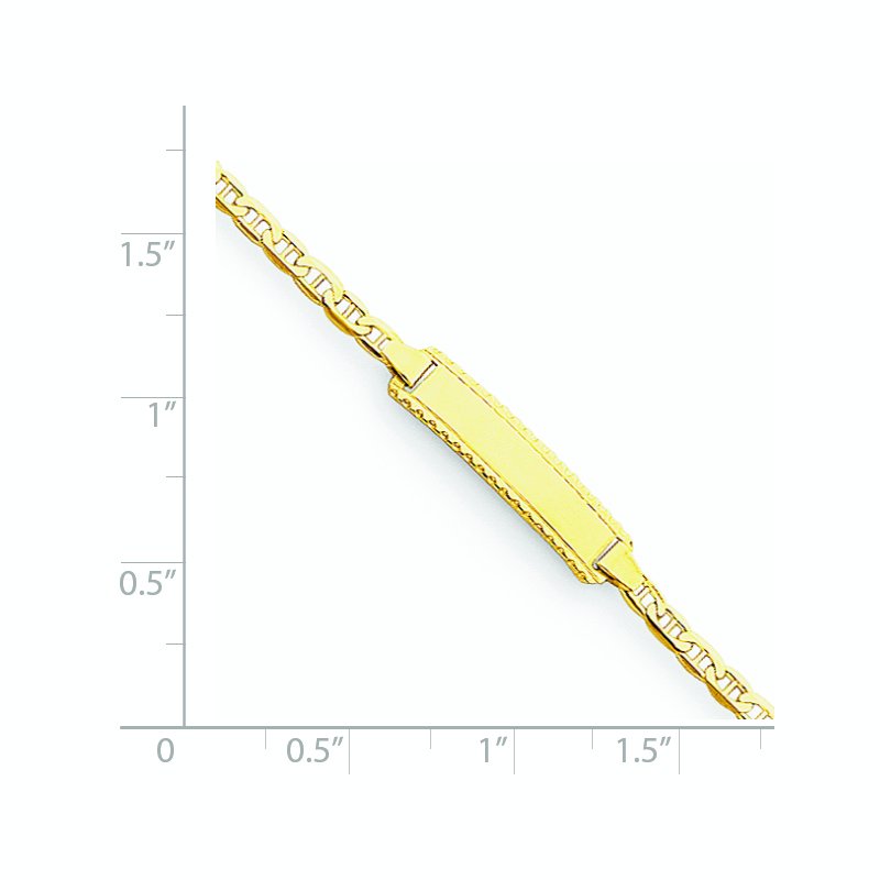 14k Polished Solid Chain/Solid Plate Anchor Link 18.5x5mm Plate 6 inch Baby/Child ID Bracelet