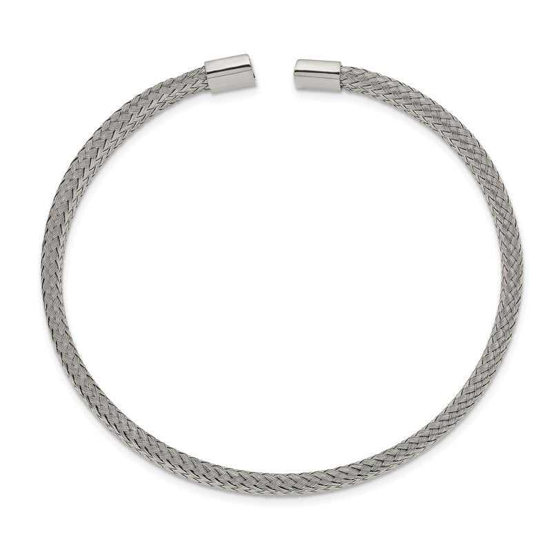 Stainless Steel Polished 6mm Mesh Wire Cuff Bangle