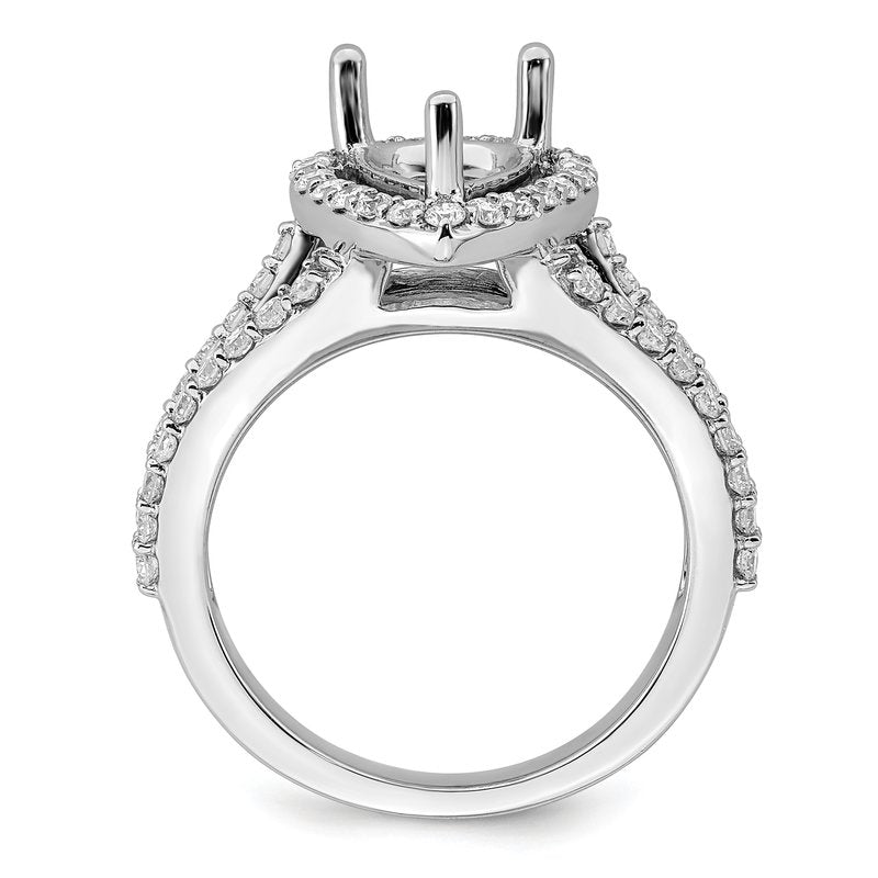 14K White Gold 5/8 carat Lab Grown Diamond VS/SI  D E F  Semi Mount Pear Halo Engagement Ring