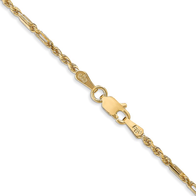 14K 10 inch  1.8mm Diamond-cut Milano Rope with Lobster Clasp Anklet