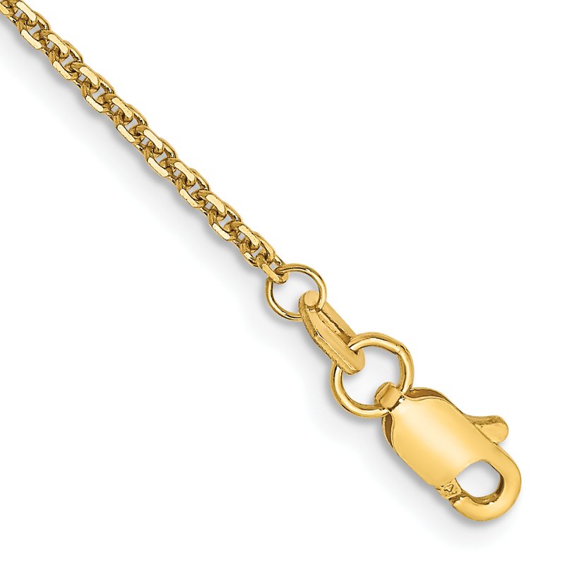 14K 14 inch 1.45mm Solid Diamond-cut Cable with Lobster Clasp Chain