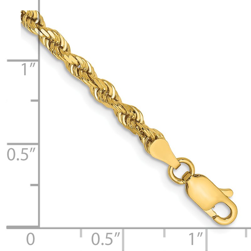14K 26 Inch 3.35mm Diamond-cut Quadruple Rope Lobster Clasp Chain