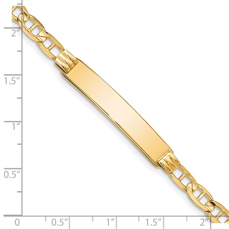 14k Polished Solid Chain/Solid Plate Anchor Link 34x7mm Plate 7 inch ID Bracelet