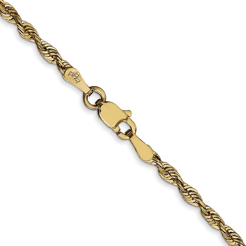 14K 10 inch 2.5mm Ultra Diamond-cut Rope with Lobster Clasp Anklet
