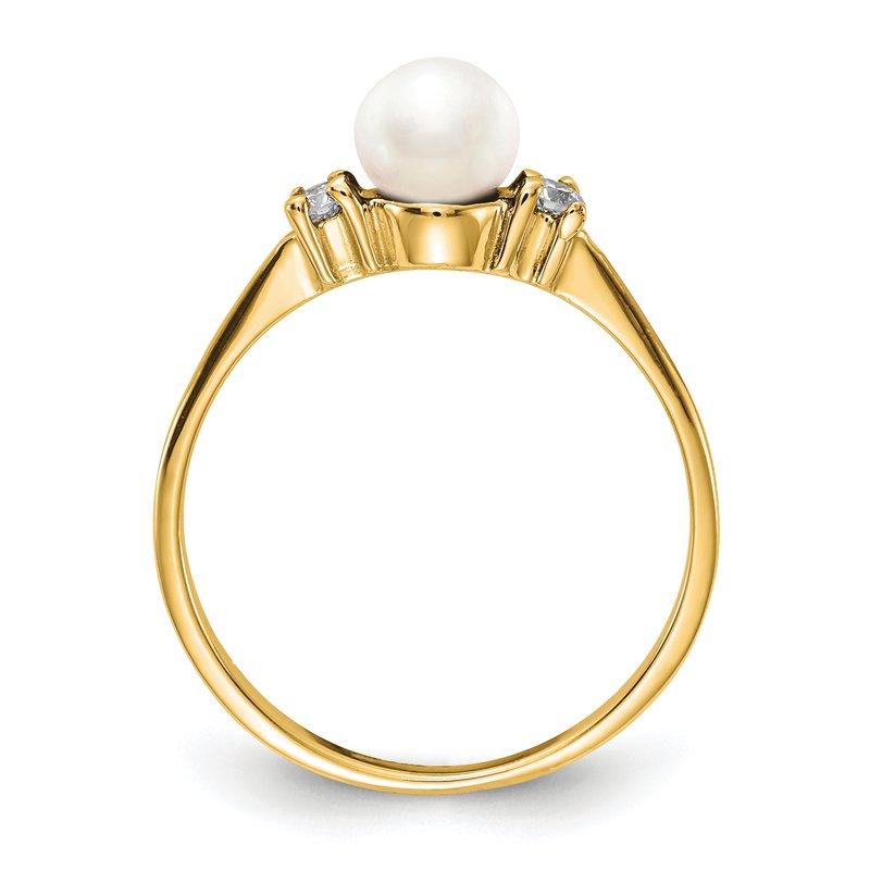 14k 5mm FW Cultured Pearl AA Diamond ring
