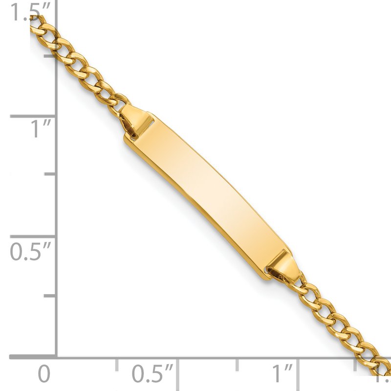 14k Polished Semi-Solid Chain/Solid Plate Cuban Link 20x4.5mm Plate 5.5 inch Baby/Child ID Bracelet