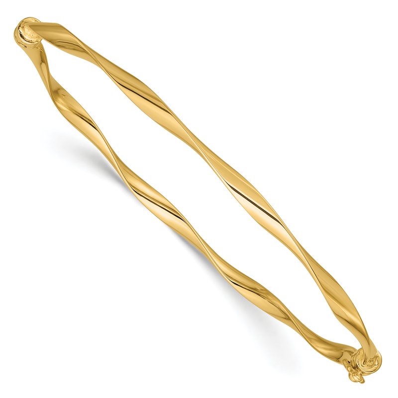 14K Polished Twisted Hinged Bangle