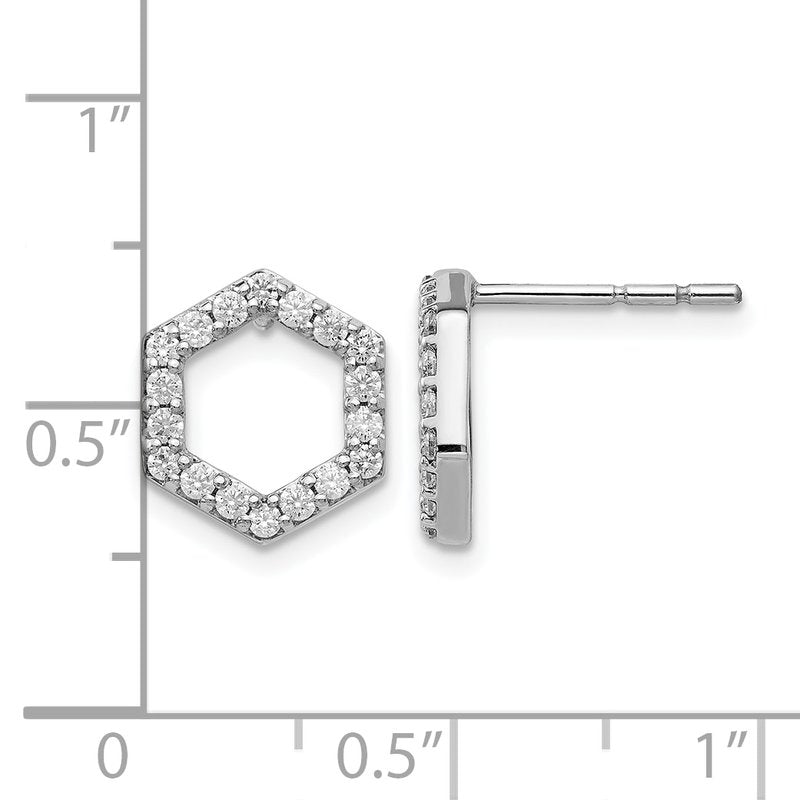 14K White Gold 1/5 carat Lab Grown Diamond VS+ F+ Complete Hexagon Post Earrings