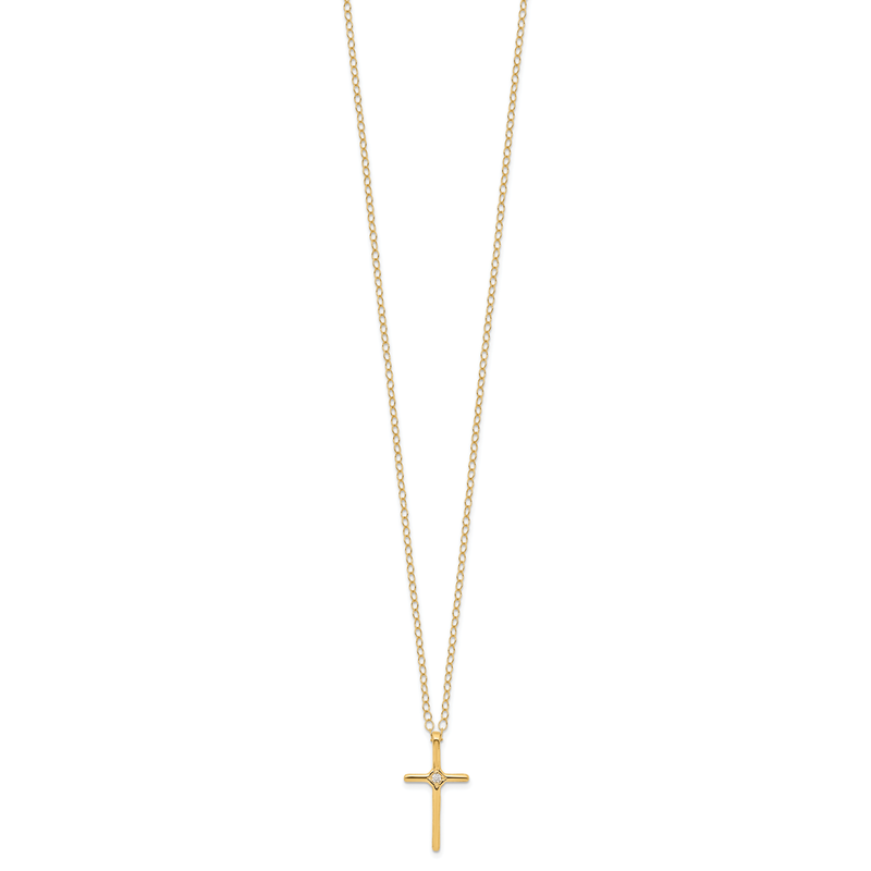 14k Madi K .01ct Diamond Cross Necklace