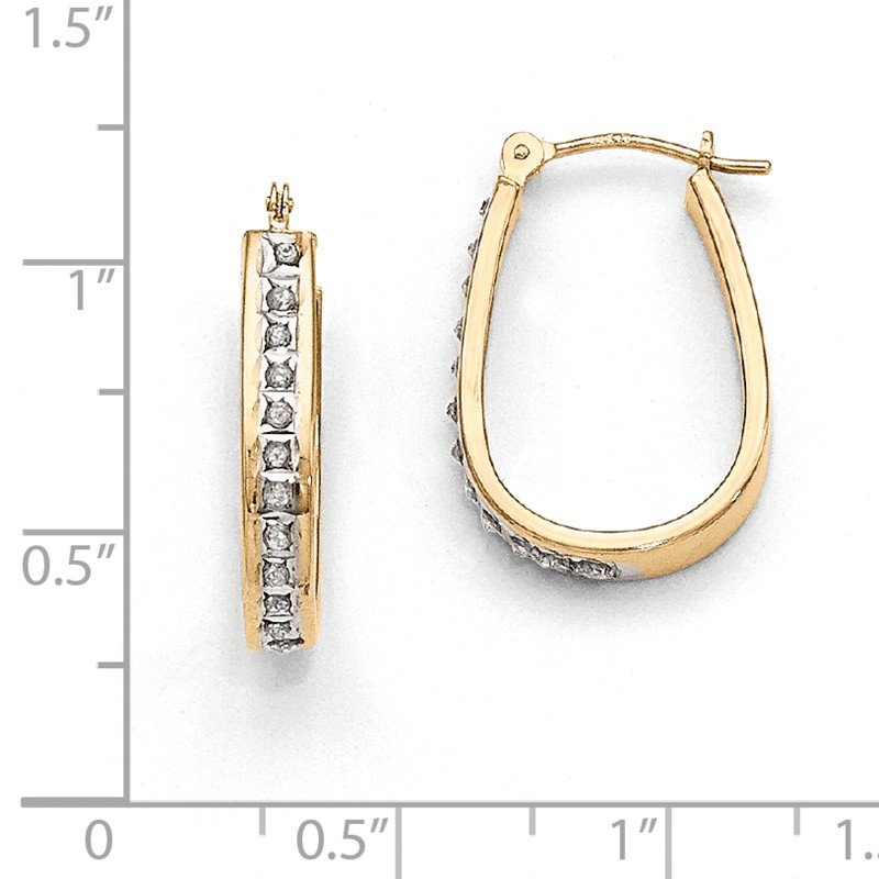 14k Diamond Fascination Squared Hinged Hoop Earrings