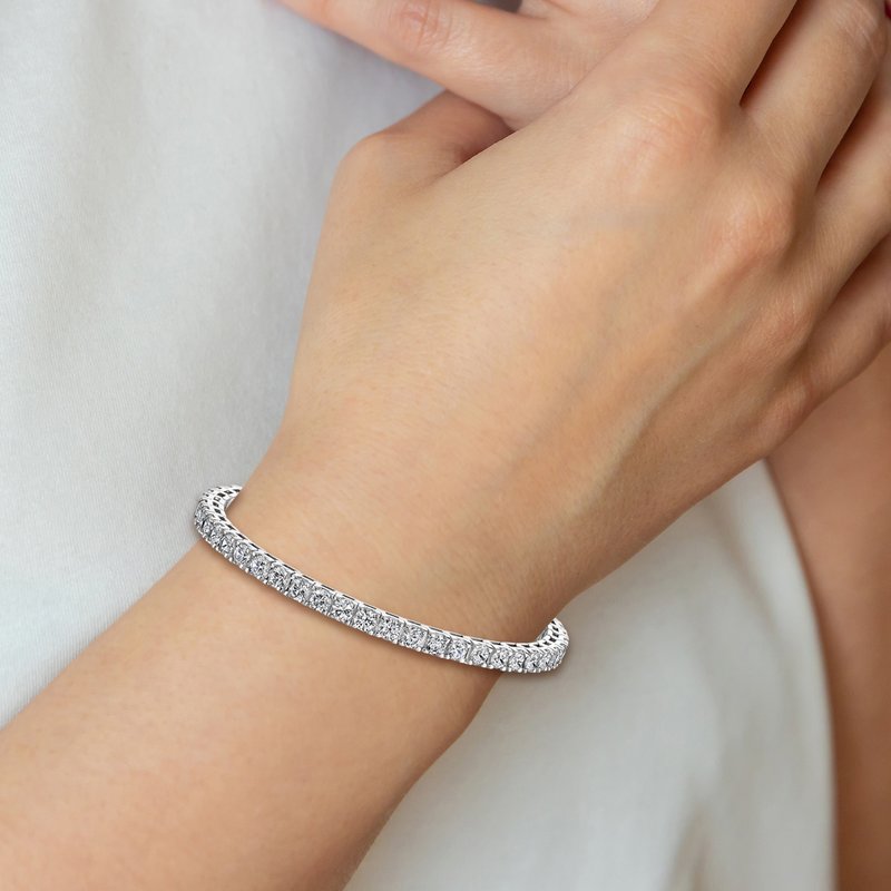 14k White Gold Complete 12.5 carat Round A Diamond 4-prong 7 inch Tennis Bracelet