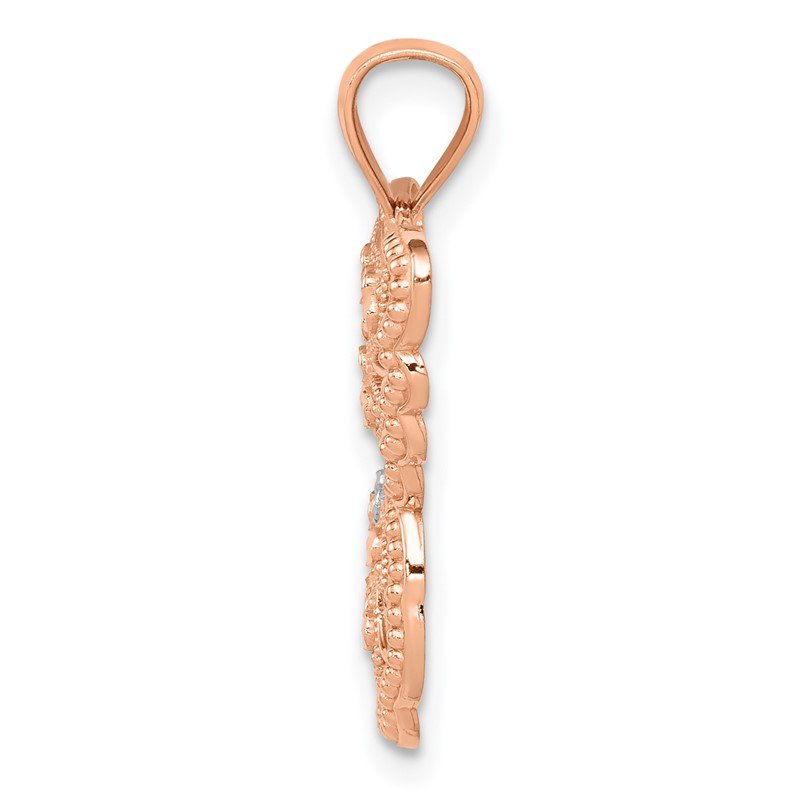 14k Rose Gold and White Rhodium Diamond-cut Butterfly Pendant
