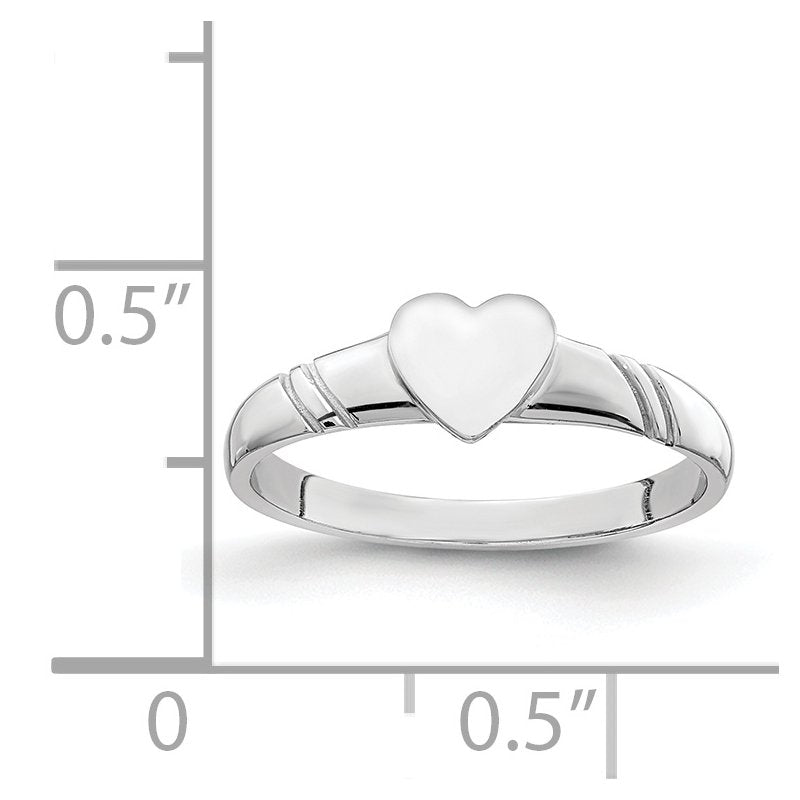 14K White Polished Heart Children's Ring