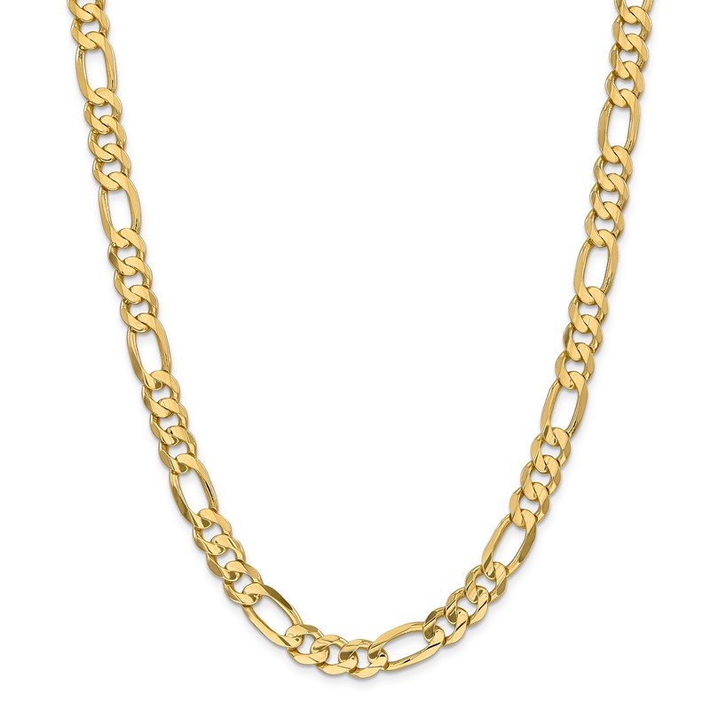 14K 22 inch 8.75mm Concave Open Figaro with Lobster Clasp Chain