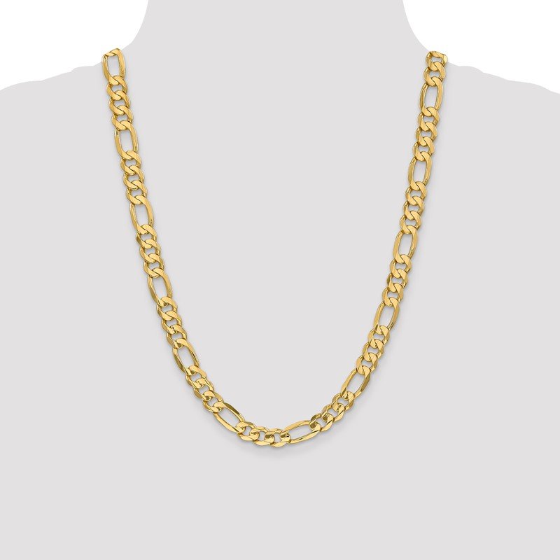 14K 22 inch 8.75mm Concave Open Figaro with Lobster Clasp Chain
