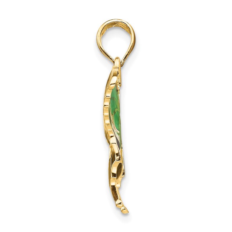 14K Green Enameled Butterly Pendant