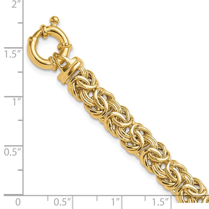 14k Fancy Graduated 7-12mm Flat Byzantine 17.5 inch Necklace