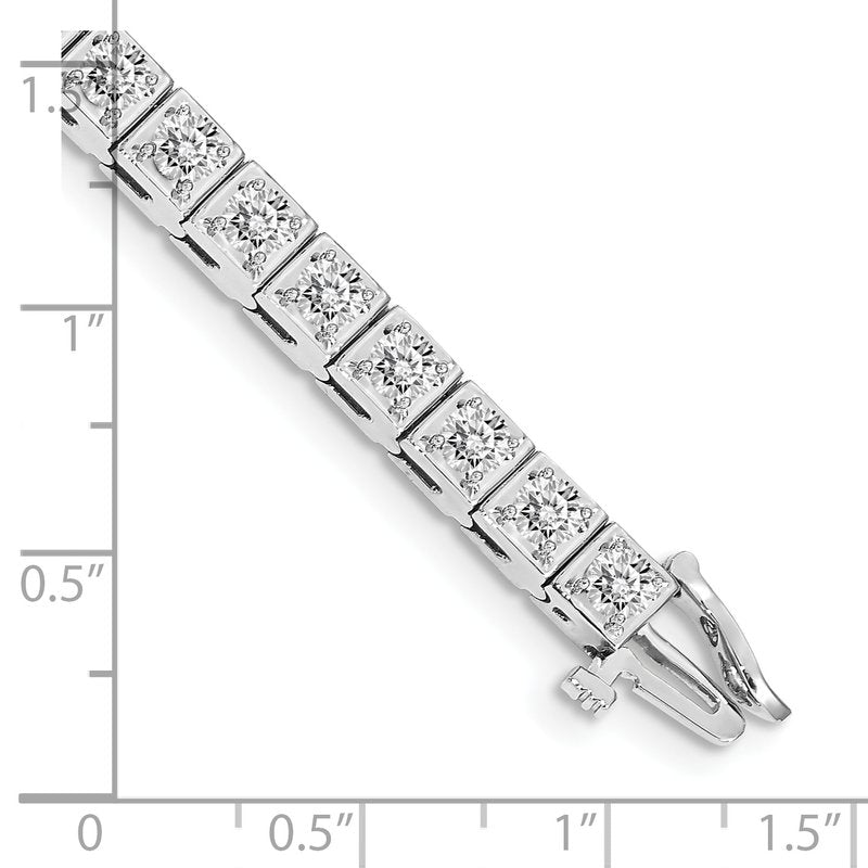 14k White Gold Complete 5.1 carat Round AA Diamond 4-prong 7 inch Tennis Bracelet
