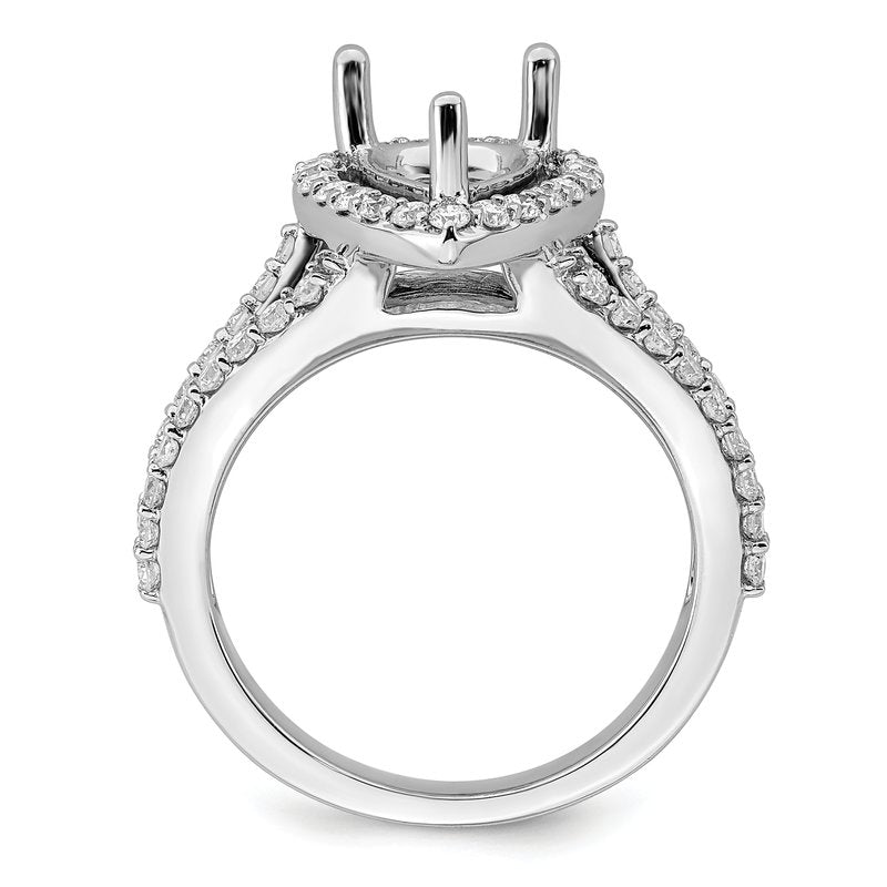 14K White Gold 5/8 carat Lab Grown Diamond VS/SI  D E F  Semi Mount Pear Halo Engagement Ring