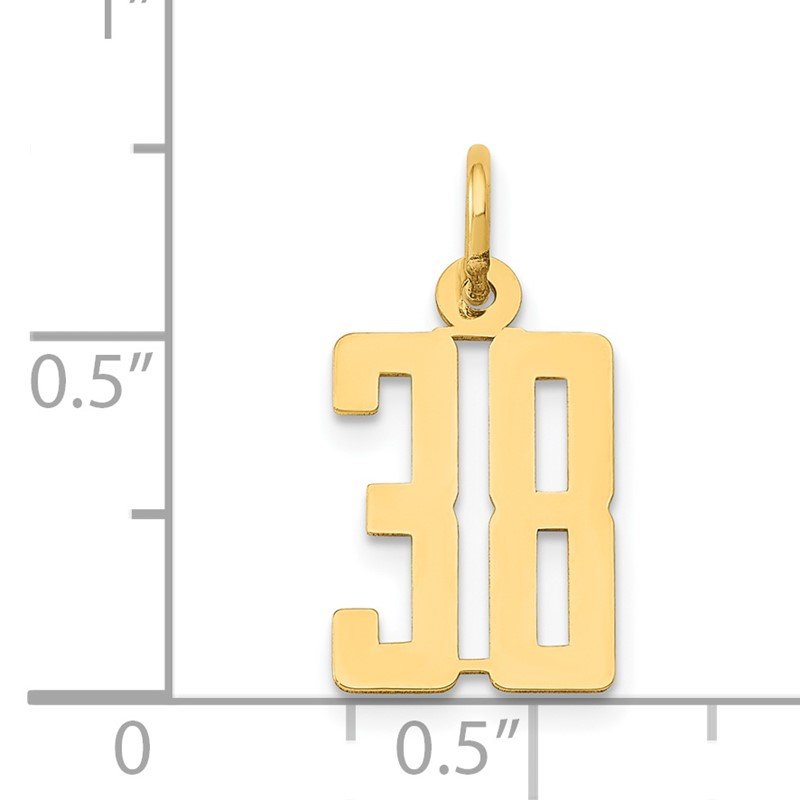 14k Small Elongated Number 38 Charm