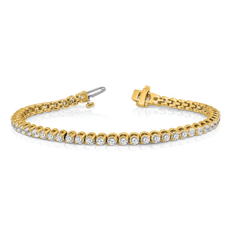 14k Complete 4.18 carat Round AAA Diamond 2-prong 7 inch Tennis Bracelet