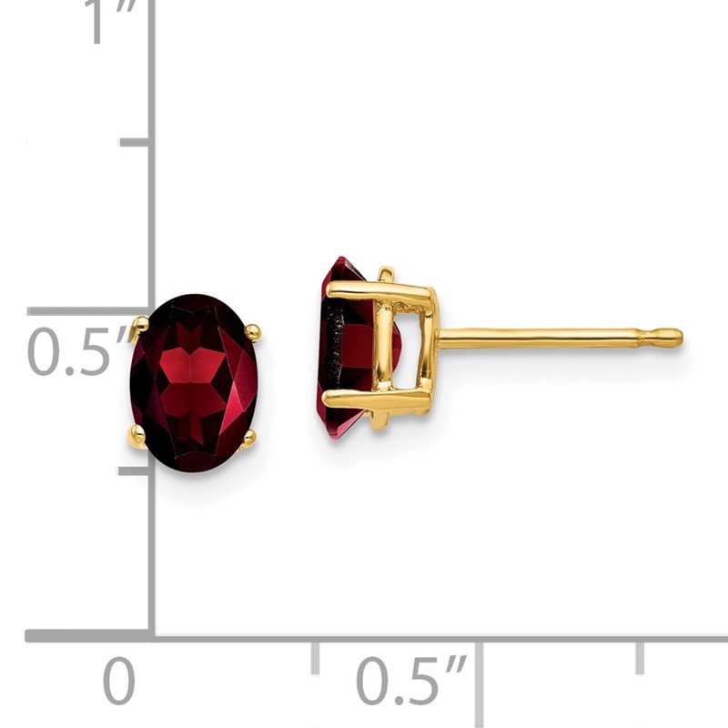 14k 7x5mm Oval Garnet Post Earrings