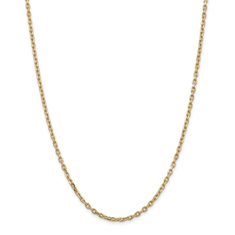 14K 26 inch 3mm Diamond-cut Round Open Link Cable with Lobster Clasp Chain