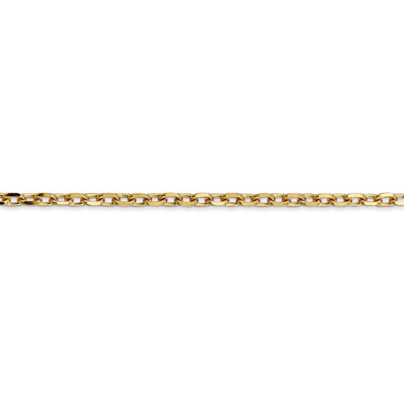 14K 26 inch 3mm Diamond-cut Round Open Link Cable with Lobster Clasp Chain