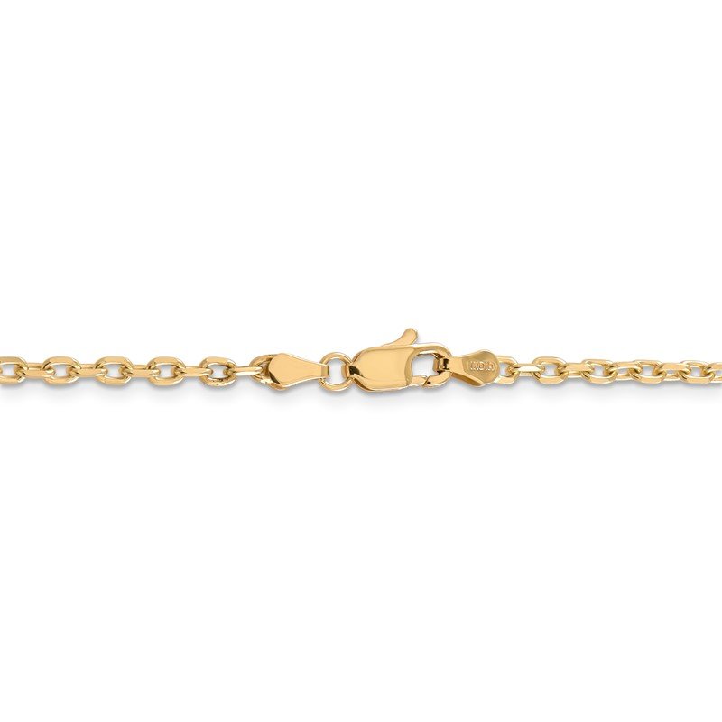 14K 26 inch 3mm Diamond-cut Round Open Link Cable with Lobster Clasp Chain