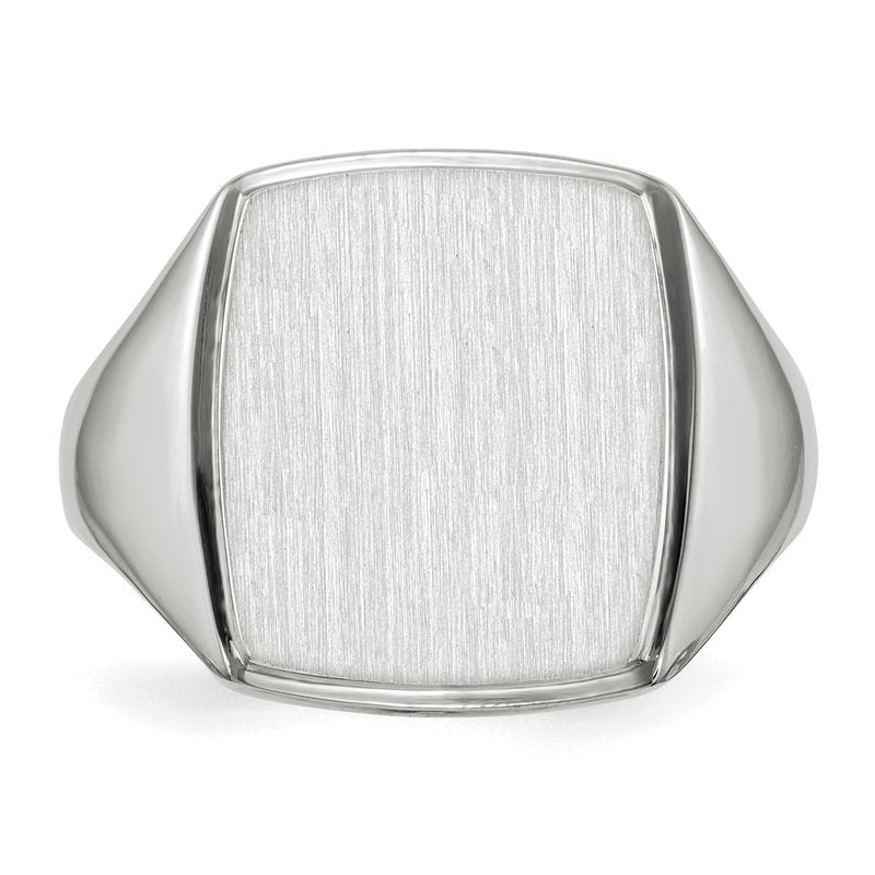 14k White Gold 13.0x15.0mm Open Back Mens Signet Ring