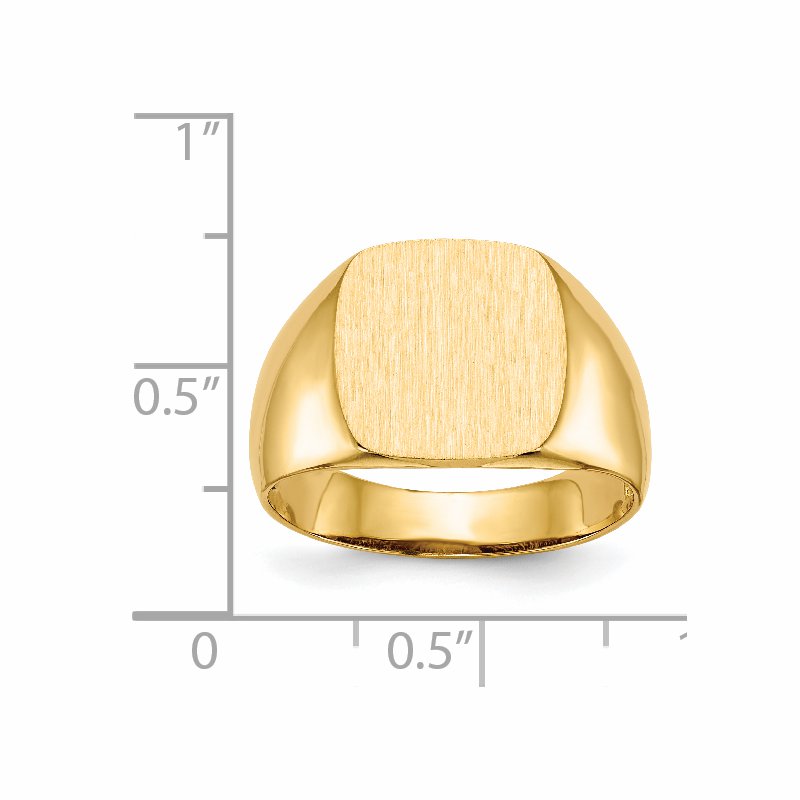 14k 12.5x12.5mm Open Back Mens Signet Ring
