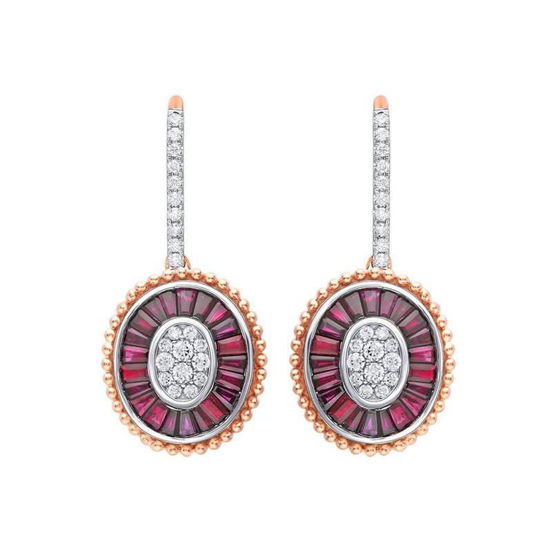 14K 0.48Ct Diamond Ruby Earring