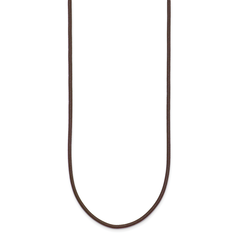 14k Yellow Clasp 2mm 16 inch Brown Leather Cord Necklace