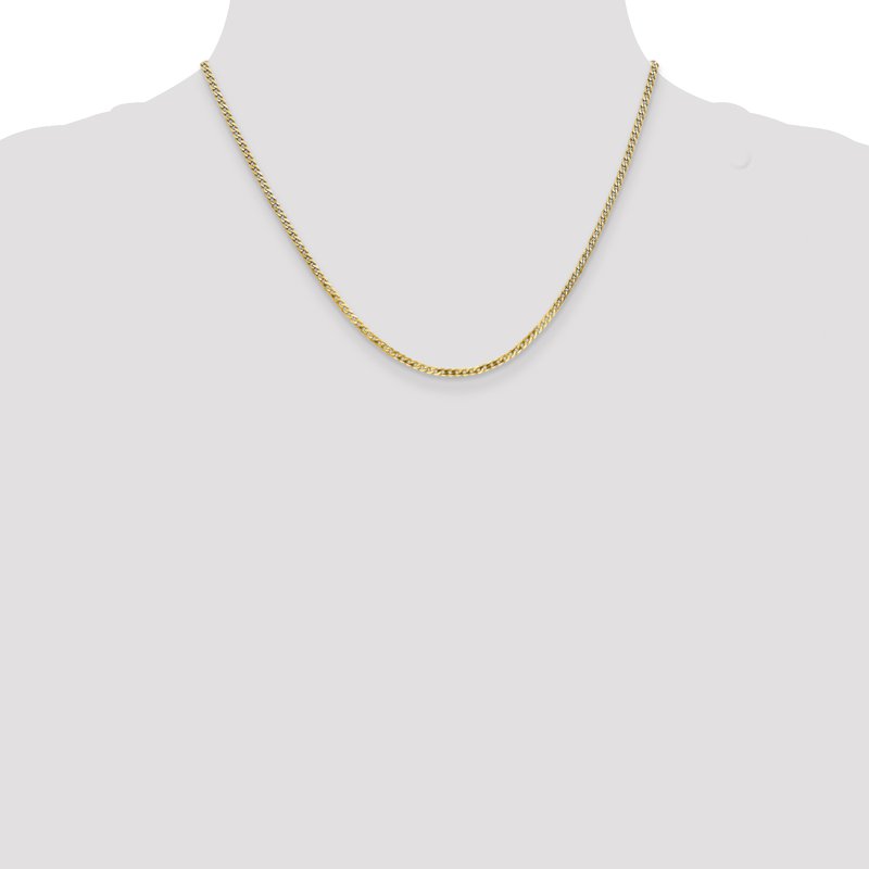 14K 10 inch 2.2mm Flat Beveled Curb with Lobster Clasp Anket