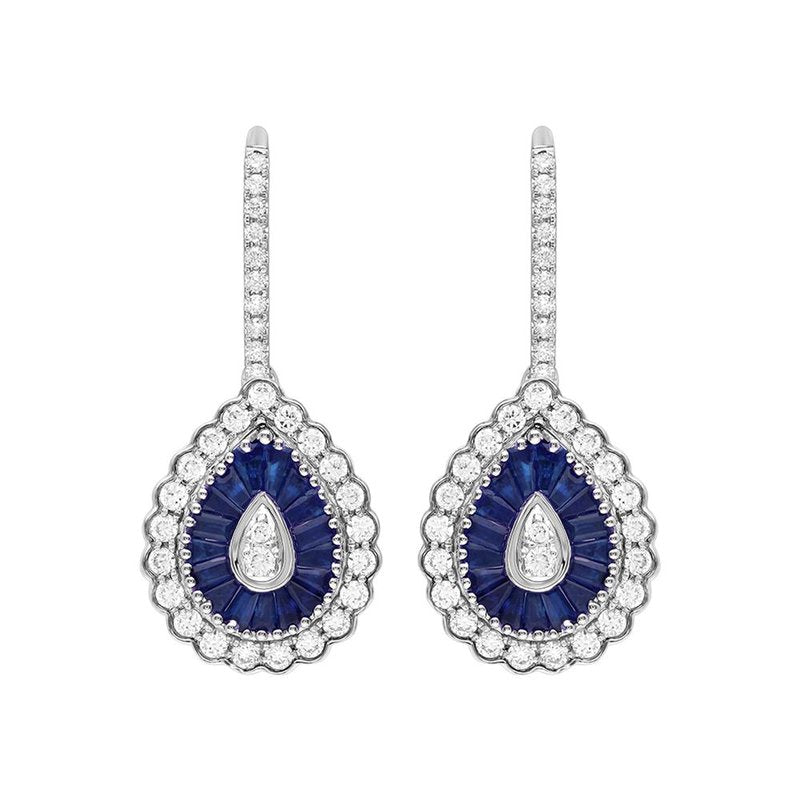 14K 0.97Ct Diamond Sapphire Earring