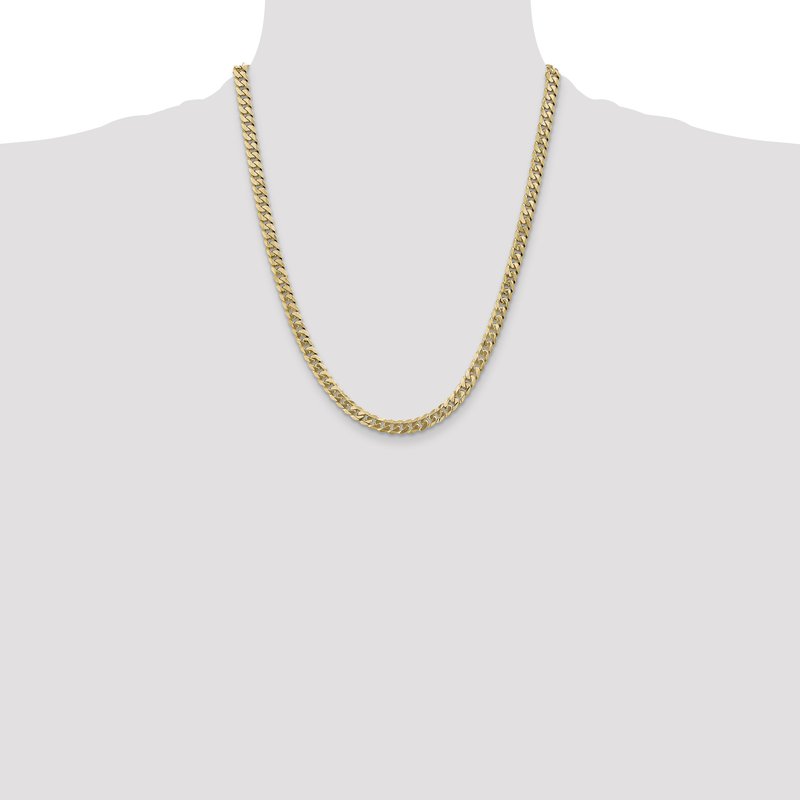 14K 26 inch 5.75mm Flat Beveled Curb with Lobster Clasp Chain