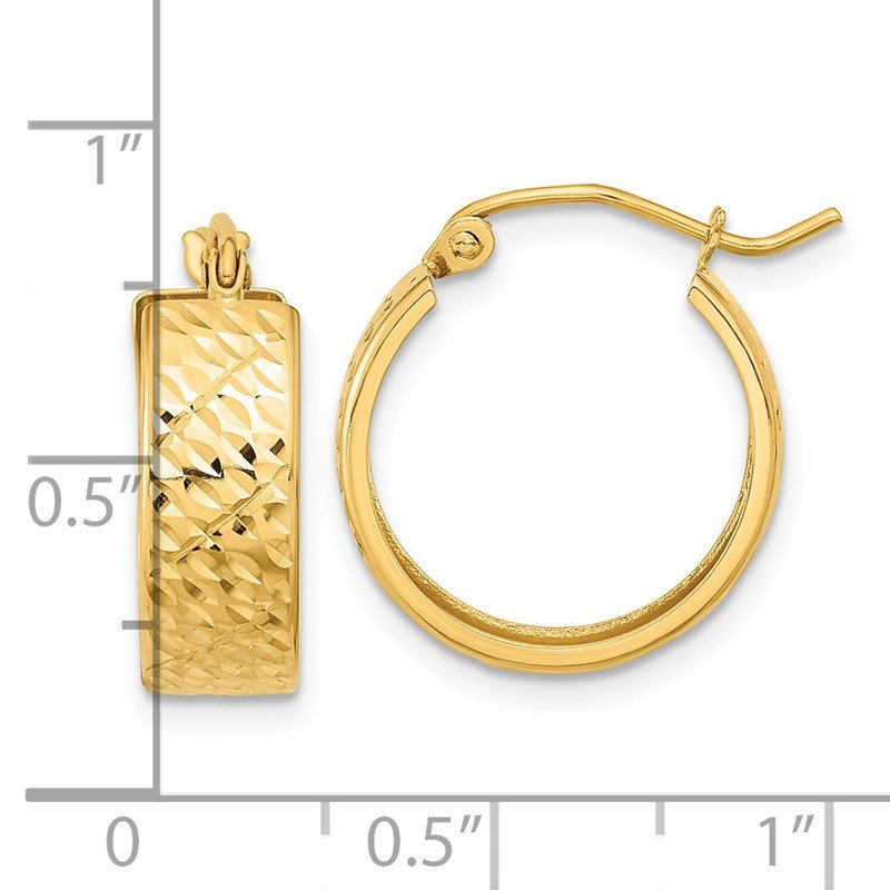 14k Diamond-cut Hoop Earrings