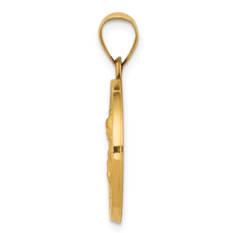 14k Polished and Satin Hollow St. Barbara Medal Pendant