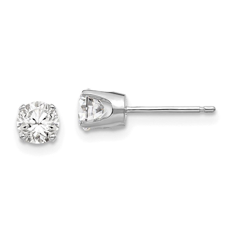 14k White Gold 4.5mm Round CZ Stud Earrings