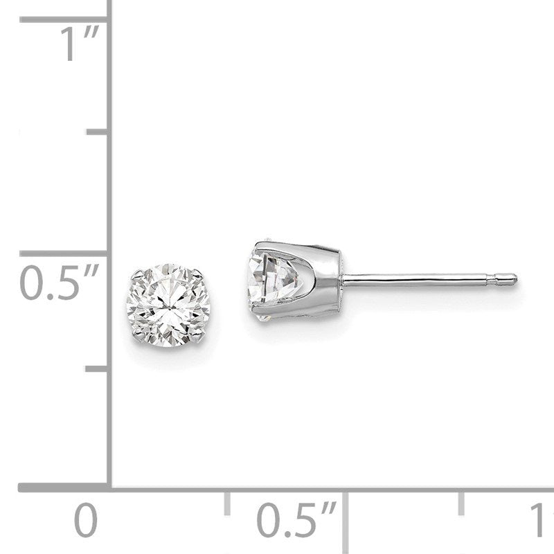 14k White Gold 4.5mm Round CZ Stud Earrings
