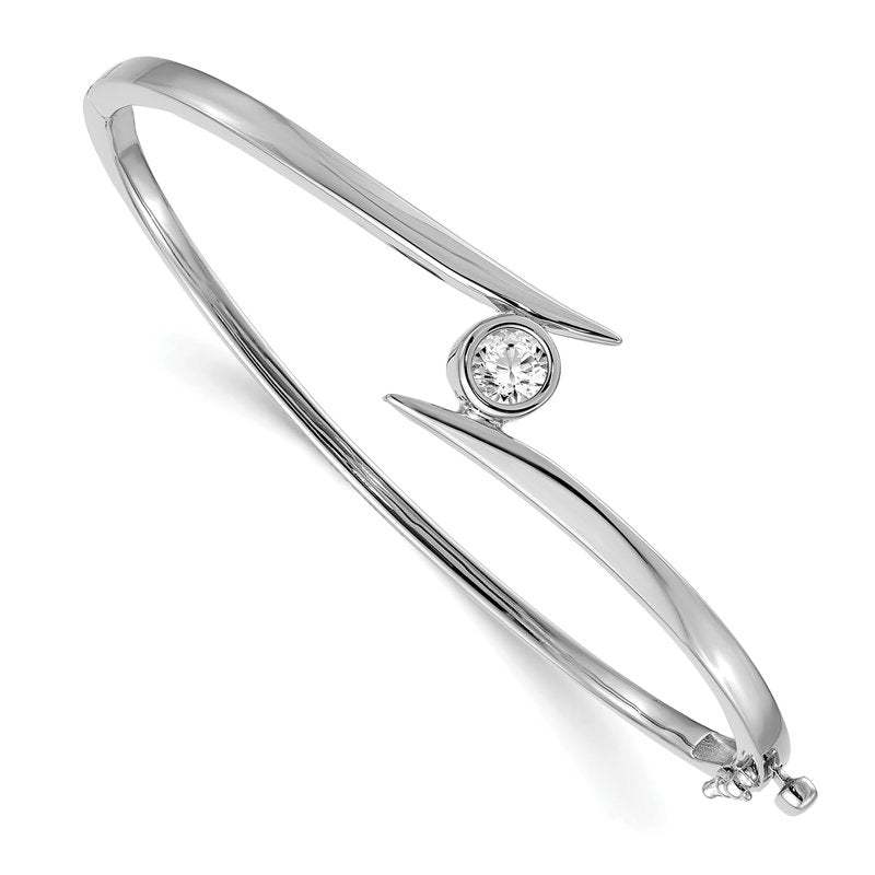 14k White Gold Complete 1/2 carat VS Diamond Hinged Oval Bangle Bracelet