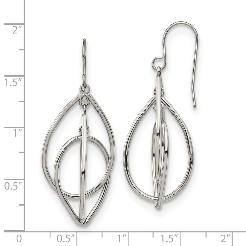 Stainless Steel Polished Dangle Shepherd Hook Earrings