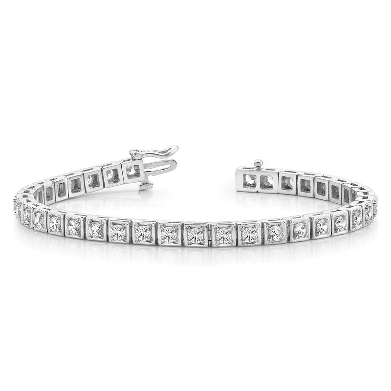 14k White Gold Complete 3.75 carat Round VS Diamond 4-prong 7 inch Tennis Bracelet