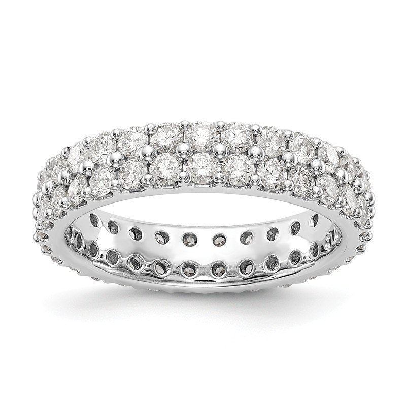 14K White Gold 2 carat Lab Grown Diamond VS+ F+ Complete Double Row Size 4.5 Eternity Band